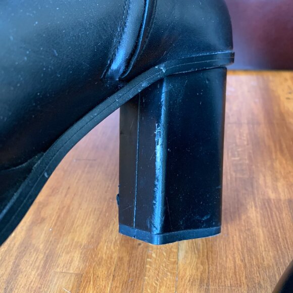 Zara Woman Black Leather Platform Ankle Boots - Picture 7 of 14